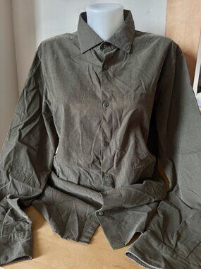 Brooksfield Dark Khaki Green Button Up Corduroy Shirt (Unisex Size L)